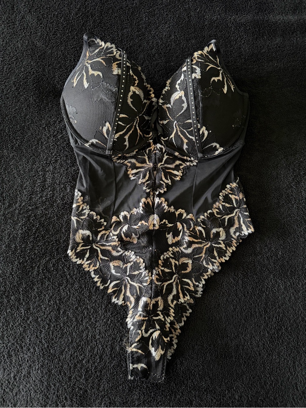 Women's Floral Embroidered Bustier Bodysuit/Lingerie 32/34D/DD